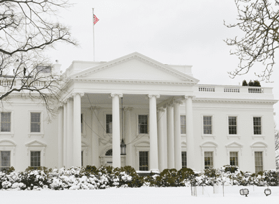 The White House in snow 